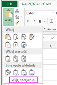 Wklejanie specjalne w Excelu
